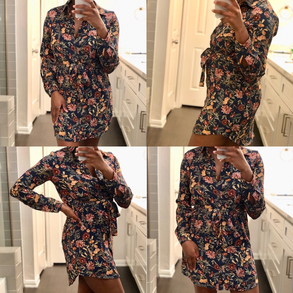 Floral T-Shirt Waist Tie Dress
